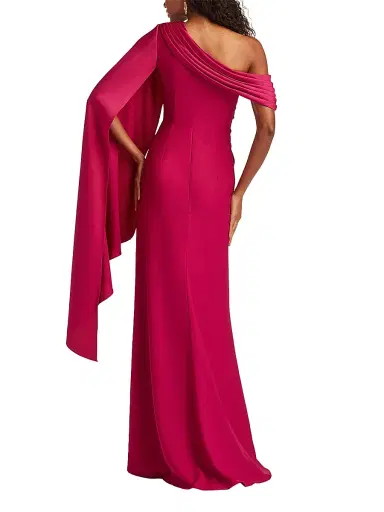 Tadashi Shoji Women's Pleated Gathered One-Shoulder Jersey Gown - New Fuchsia - Size 18 | Thumbnail 4 Tadashi Shoji Women's Pleated Gathered One-Shoulder Jersey Gown - New Fuchsia - Size 18 | Thumbnail 4