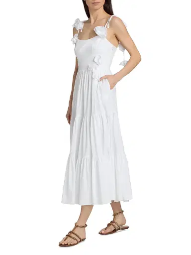 Cinq à Sept Women's Kael Embellished Cotton-Blend Tiered Midi-Dress - White - Size 16 | Thumbnail 2