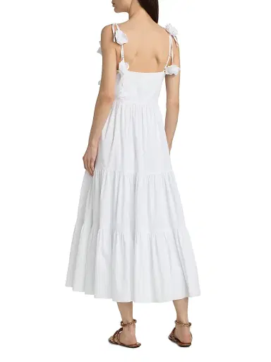 Cinq à Sept Women's Kael Embellished Cotton-Blend Tiered Midi-Dress - White - Size 16 | Thumbnail 5