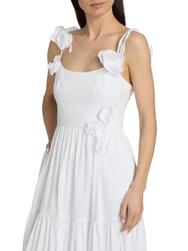 Cinq à Sept Women's Kael Embellished Cotton-Blend Tiered Midi-Dress - White - Size 16 | Thumbnail 6
