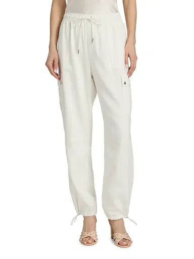 Cinq à Sept Women's Crislin Linen-Cotton Drawstring Cargo Pants - Ivory - Size XL | Thumbnail 3 Cinq à Sept Women's Crislin Linen-Cotton Drawstring Cargo Pants - Ivory - Size XL | Thumbnail 3