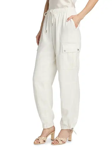 Cinq à Sept Women's Crislin Linen-Cotton Drawstring Cargo Pants - Ivory - Size XL | Thumbnail 4 Cinq à Sept Women's Crislin Linen-Cotton Drawstring Cargo Pants - Ivory - Size XL | Thumbnail 4