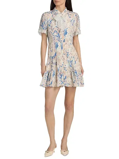 Cinq à Sept Women's Karissa Floral Pussybow Minidress - Neutral Multi | Thumbnail 2