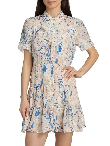 Cinq à Sept Women's Karissa Floral Pussybow Minidress - Neutral Multi | Thumbnail 3