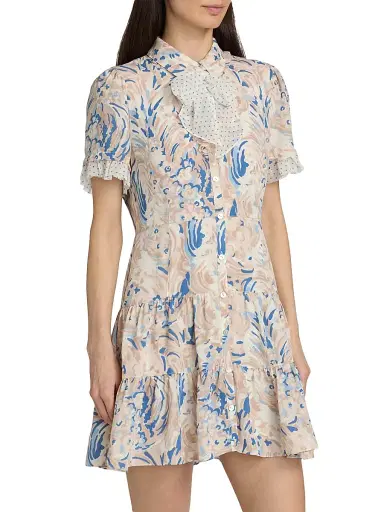 Cinq à Sept Women's Karissa Floral Pussybow Minidress - Neutral Multi | Thumbnail 4