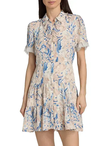 Cinq à Sept Women's Karissa Floral Pussybow Minidress - Neutral Multi | Thumbnail 6