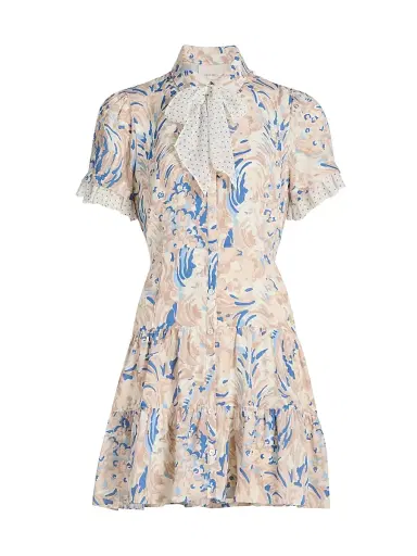 Cinq à Sept Women's Karissa Floral Pussybow Minidress - Neutral Multi | Thumbnail 1
