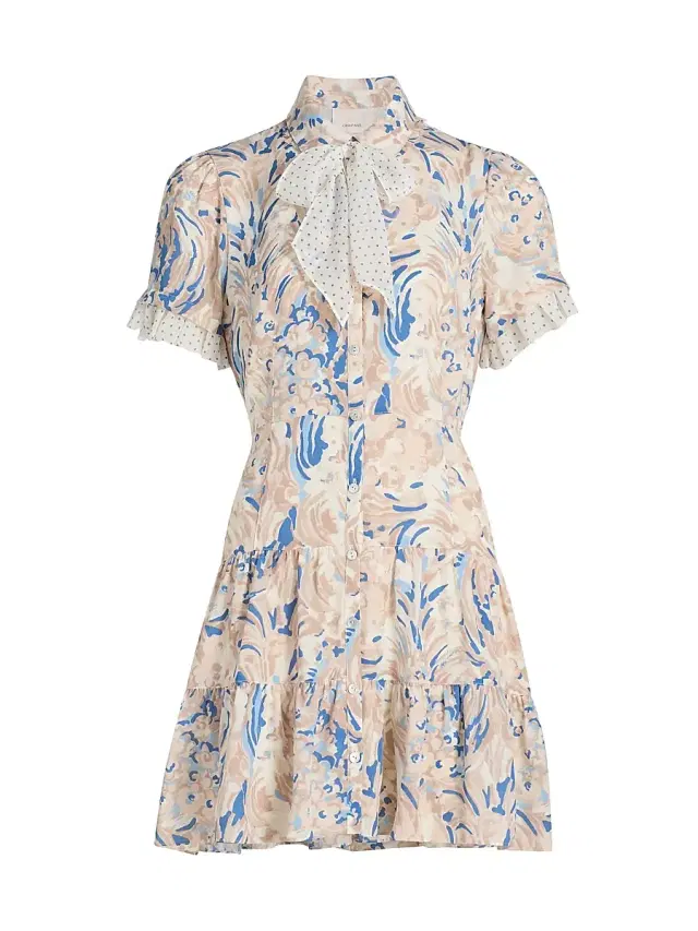 Cinq à Sept Women's Karissa Floral Pussybow Minidress - Neutral Multi