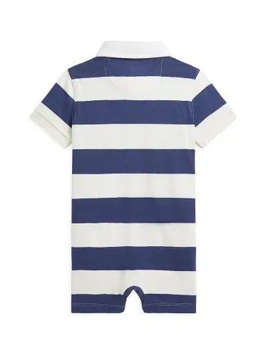 Polo Ralph Lauren Baby's Striped Cotton Rugby Jersey Shortall - Light Navy 9 Months | Thumbnail 2