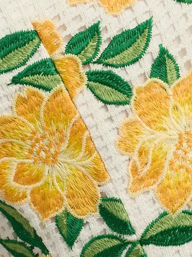Milly Women's Mel Floral Embroidered Crop Top - Yellow Green | Thumbnail 7 Milly Women's Mel Floral Embroidered Crop Top - Yellow Green | Thumbnail 7