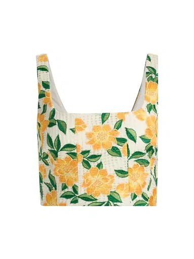 Milly Women's Mel Floral Embroidered Crop Top - Yellow Green | Thumbnail 1 Milly Women's Mel Floral Embroidered Crop Top - Yellow Green | Thumbnail 1