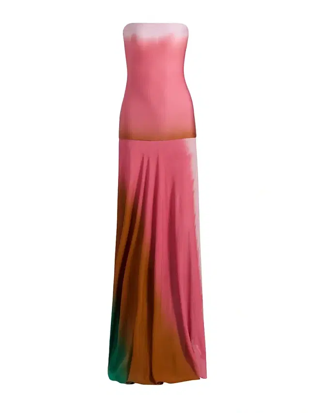 Silvia Tcherassi Women's Inari Tie-Dye Crepe Strapless Maxi dress - Oasis