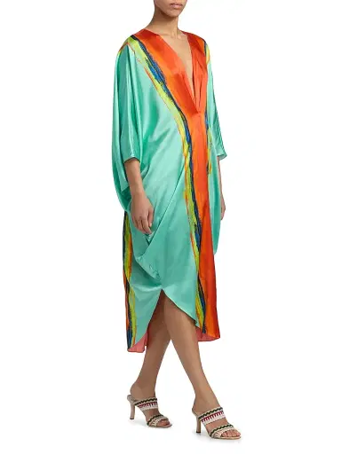 Silvia Tcherassi Women's Nidia Abstract Draped V-Neck Tunic | Thumbnail 2 Silvia Tcherassi Women's Nidia Abstract Draped V-Neck Tunic | Thumbnail 2