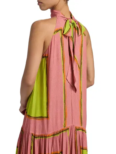 Silvia Tcherassi Women's Dorelia Geometric Halterneck Maxi Dress - Neon Blossom - Size Medium | Thumbnail 6
