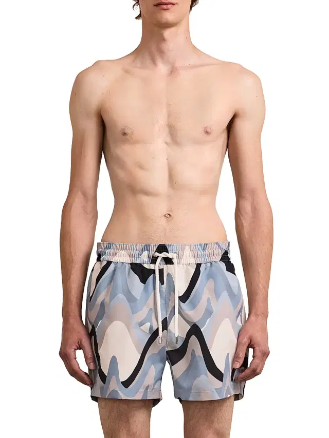 Men's Rio Printed Swim Shorts - Coastal Blue