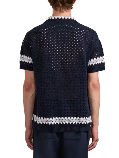 Frescobol Carioca Men's Marques Eyelet Cotton Cardigan - Navy - Size XXL | Thumbnail 3 Frescobol Carioca Men's Marques Eyelet Cotton Cardigan - Navy - Size XXL | Thumbnail 3
