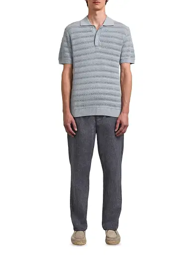 Frescobol Carioca Men's Vidal Cotton Jacquard Polo Shirt - Coastal Blue - Size XXL | Thumbnail 2