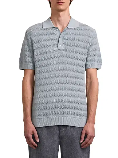 Frescobol Carioca Men's Vidal Cotton Jacquard Polo Shirt - Coastal Blue - Size XXL | Thumbnail 1