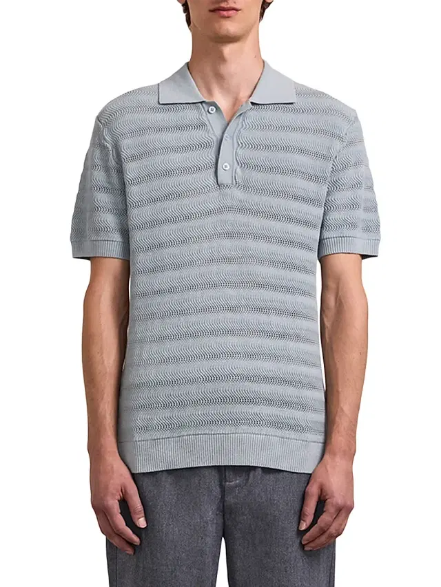 Men's Vidal Cotton Jacquard Polo Shirt - Coastal Blue