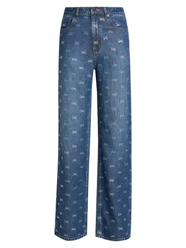 Self-Portrait Women's Printed Straight-Leg High-Rise Jeans | Thumbnail 1 Self-Portrait Women's Printed Straight-Leg High-Rise Jeans | Thumbnail 1
