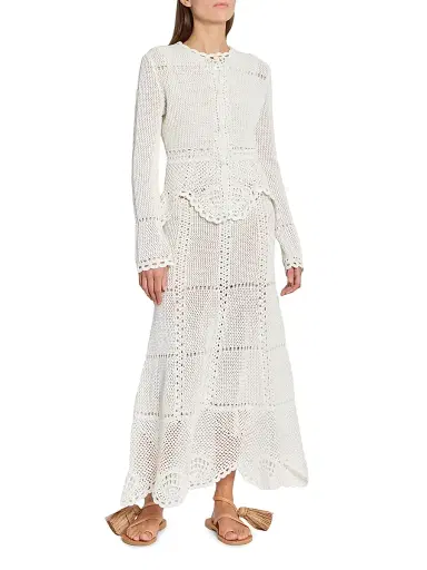 Erdem Women's Cotton Crochet Peplum Cardigan | Thumbnail 2