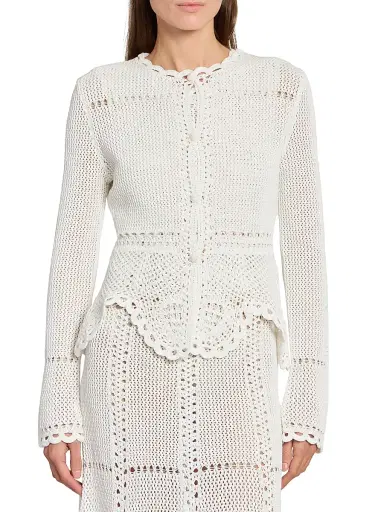 Erdem Women's Cotton Crochet Peplum Cardigan | Thumbnail 3