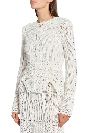 Erdem Women's Cotton Crochet Peplum Cardigan | Thumbnail 4