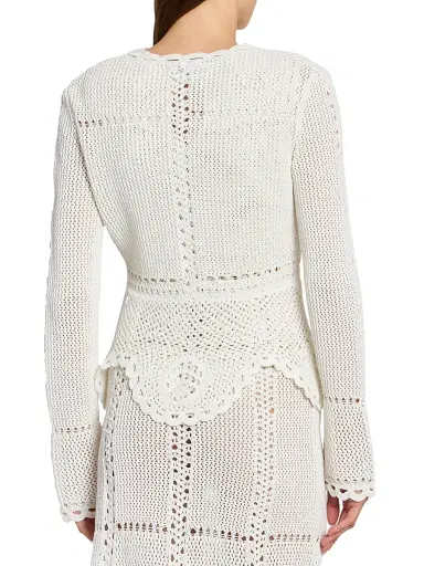 Erdem Women's Cotton Crochet Peplum Cardigan | Thumbnail 5