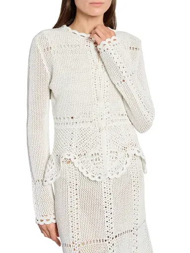 Erdem Women's Cotton Crochet Peplum Cardigan | Thumbnail 6