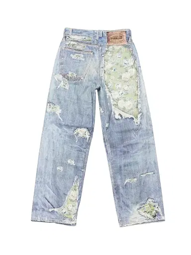 Acne Studios Men's 1981 Rose-Print Distressed Jeans - Blue Green - Size XXL | Thumbnail 2 Acne Studios Men's 1981 Rose-Print Distressed Jeans - Blue Green - Size XXL | Thumbnail 2