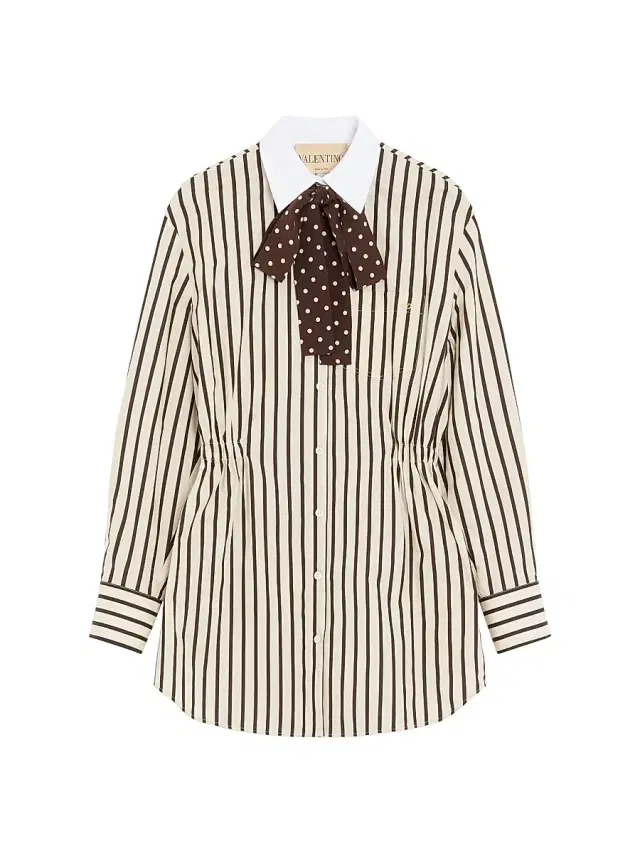 Valentino Garavani Women's Midi Dress in Printed Striped Poplin -  Chocolate