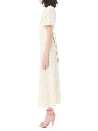 Valentino Garavani Women's Midi Dress in Fleurs Cotton - Latte Black - Size 8 | Thumbnail 3 Valentino Garavani Women's Midi Dress in Fleurs Cotton - Latte Black - Size 8 | Thumbnail 3