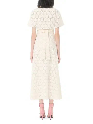 Valentino Garavani Women's Midi Dress in Fleurs Cotton - Latte Black - Size 8 | Thumbnail 4 Valentino Garavani Women's Midi Dress in Fleurs Cotton - Latte Black - Size 8 | Thumbnail 4