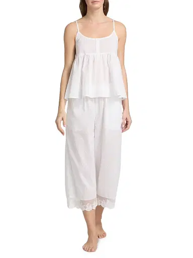 Papinelle Women's Swiss Dot Cami Crop Pajamas - White | Thumbnail 2 Papinelle Women's Swiss Dot Cami Crop Pajamas - White | Thumbnail 2
