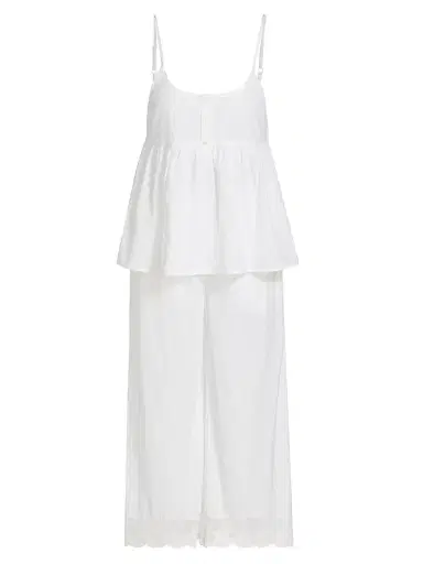 Papinelle Women's Swiss Dot Cami Crop Pajamas - White | Thumbnail 1 Papinelle Women's Swiss Dot Cami Crop Pajamas - White | Thumbnail 1