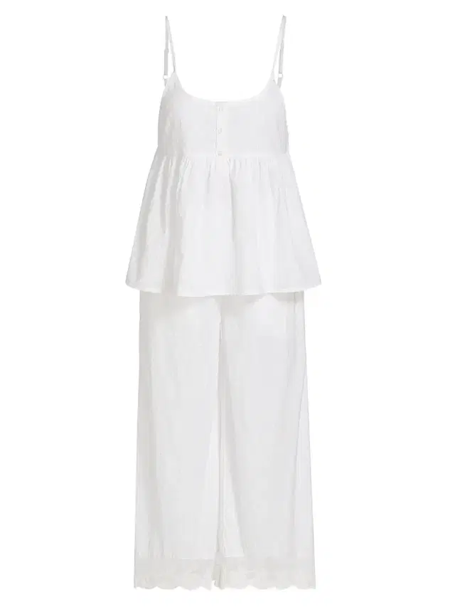 Papinelle Women's Swiss Dot Cami Crop Pajamas - White