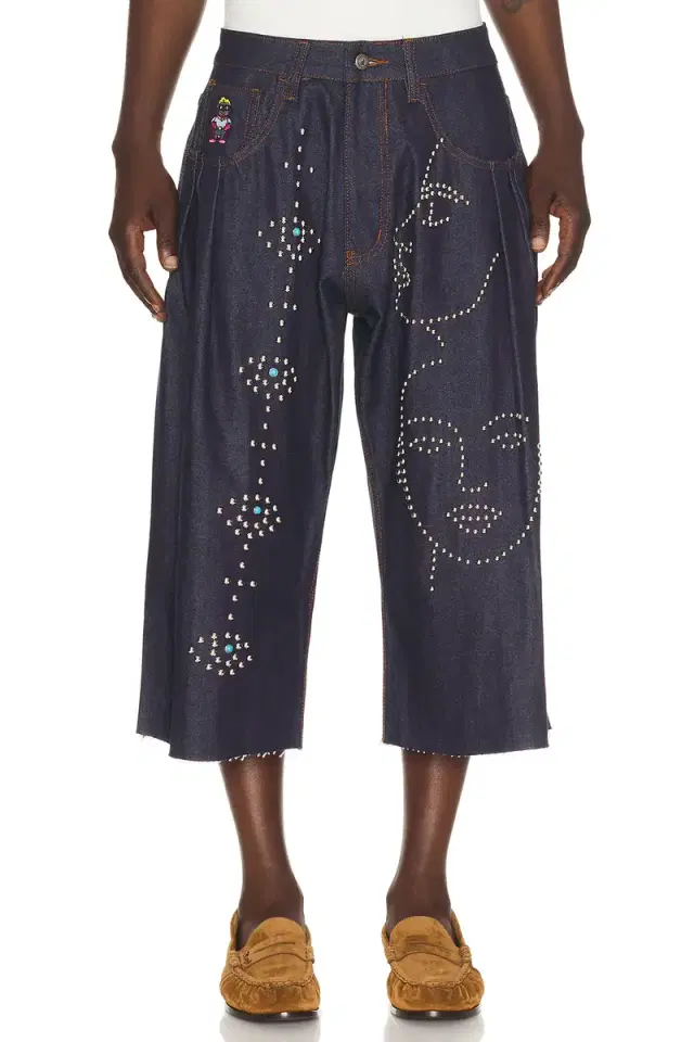 KidSuper Studded Face Plated Long Shorts