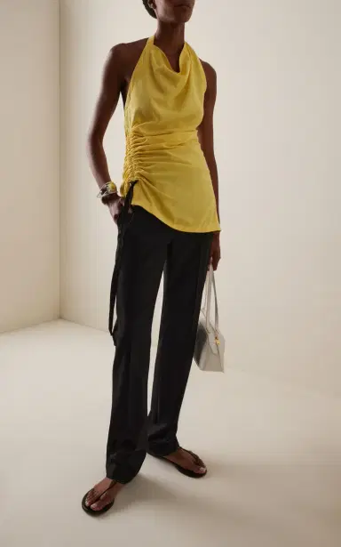 Proenza Schouler Melia Crinkled Linen-Blend Top | Thumbnail 2