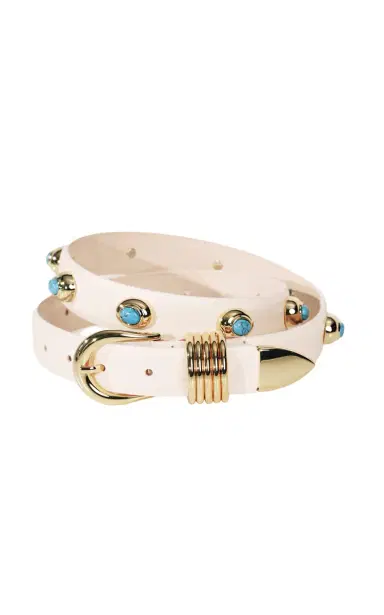 Déhanche Hollyhock Turquoise Leather Belt | Thumbnail 3