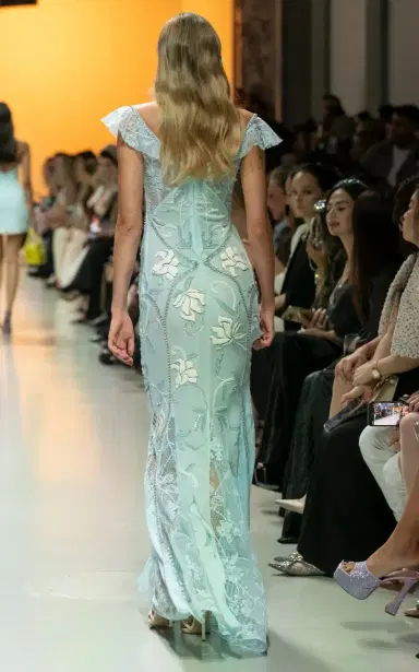 Georges Hobeika Lace-Paneled Geogette Maxi Dress | Thumbnail 2