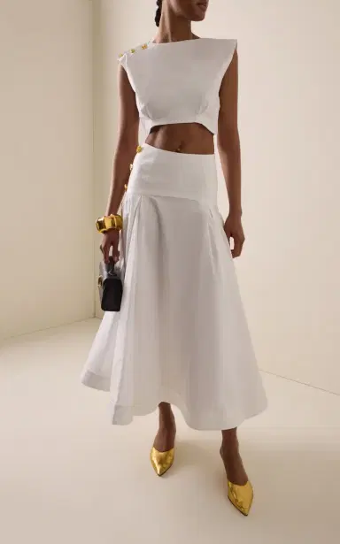 FRANÇOISE Tallulah Ruffled Cotton Midi Skirt | Thumbnail 2 FRANÇOISE Tallulah Ruffled Cotton Midi Skirt | Thumbnail 2