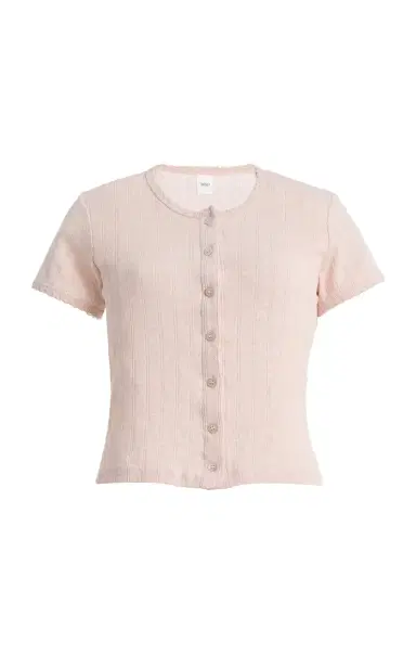 LESET Pointelle-Knit Cotton Short-Sleeve Cardigan | Thumbnail 11