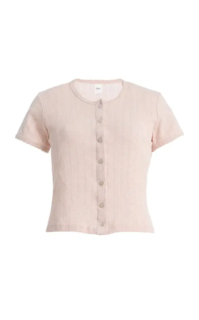Leset Pointelle-Knit Cotton Short-Sleeve Cardigan
