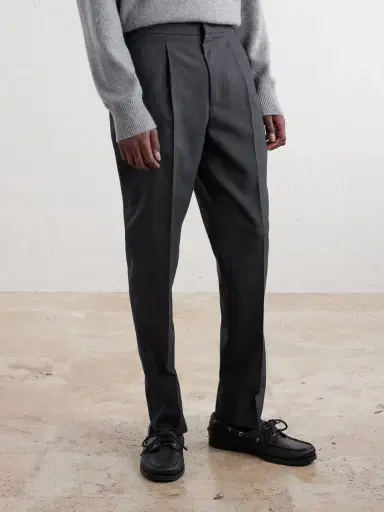 OFFICINE GÉNÉRALE Drew Tapered Pleated Wool Trousers - Men | Thumbnail 3