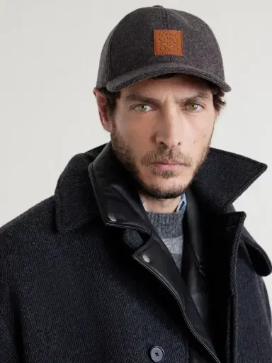Loewe Logo-Appliquéd Leather-Trimmed Wool-Blend Baseball Cap - Men | Thumbnail 2
