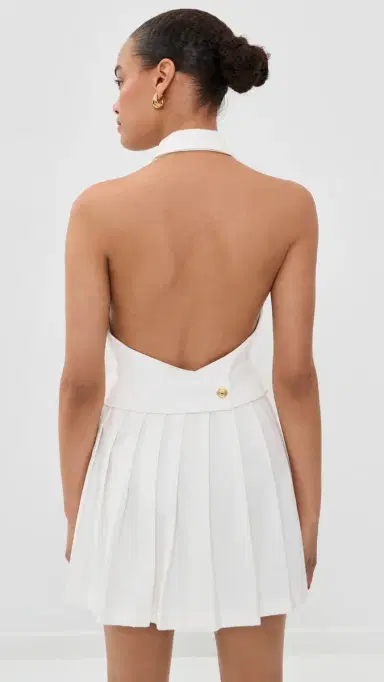 Tolu Coker Pleated Waistcoat Mini Dress White | Thumbnail 3