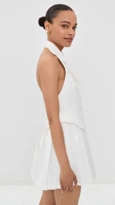 Tolu Coker Pleated Waistcoat Mini Dress White | Thumbnail 4