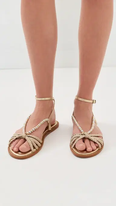Schutz Adele Glam Flat Sandals Platina 5 | Thumbnail 3 Schutz Adele Glam Flat Sandals Platina 5 | Thumbnail 3