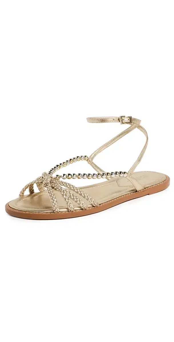 Schutz Adele Glam Flat Sandals Platina