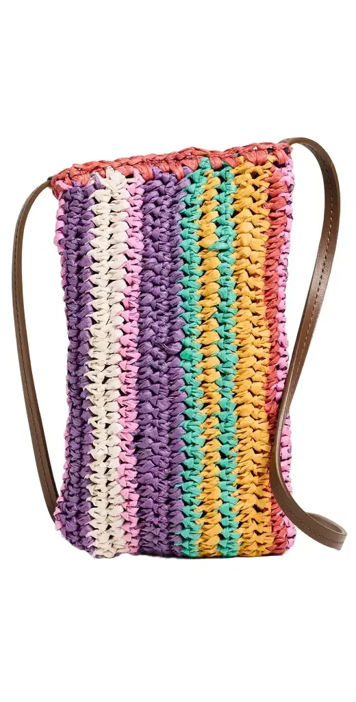 Faherty Straw Stripe Crossbody Bag Rainbow Stripe One Size